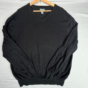 Duck Head Classic Mens XL Black V-Neck Sweater Cotton Modal Blend Knit Pullover
